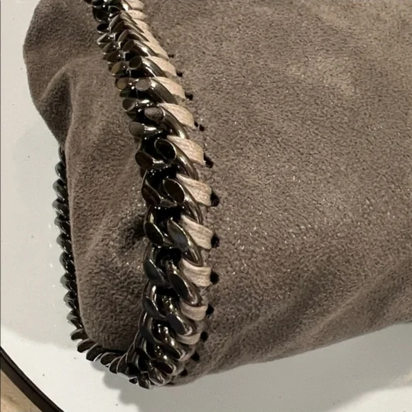 Stella McCartney Falabella Gray Vegan Suede Chain Crossbody Bag - Picture 11 of 14